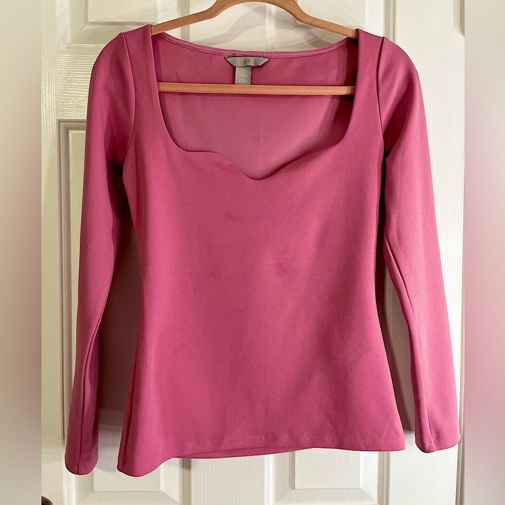 H&M pink Long Sleeve Blouse size S